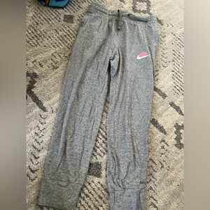 Nike Gray Sweatpants with Pink Logo